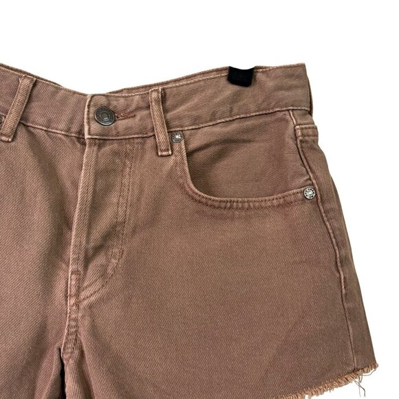 Free People Makai High Rise Cutoff Distressed Shorts In Color Brown Size 25 - Picture 4 of 11